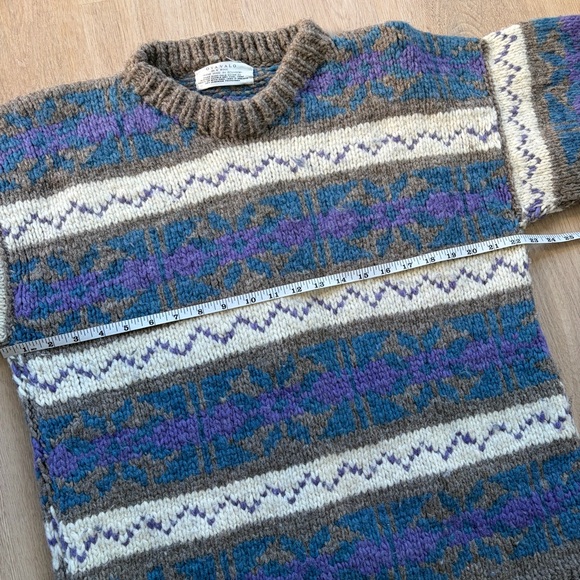 Wool Purple Multicolor Patterned Sweater Large - Picture 8 of 9